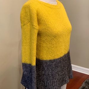 Yellow and gray color-block sweater
